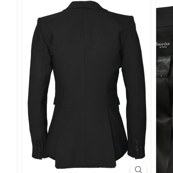 Smythe Black One Button Blazer les vestes size 2 long shawl coller blazer - Picture 2 of 13